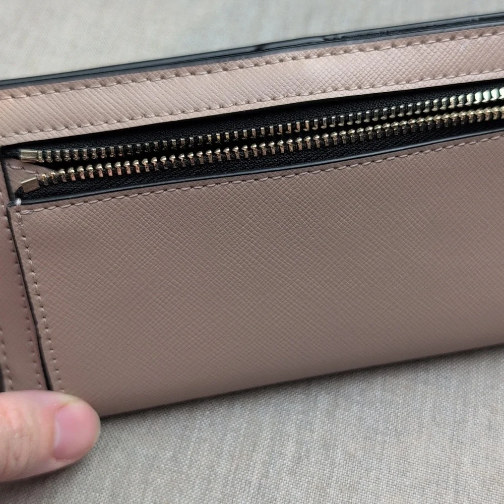 Kate Spade NY Staci Colorblock Large Slim Black, Nude, & Gold Wallet Leather